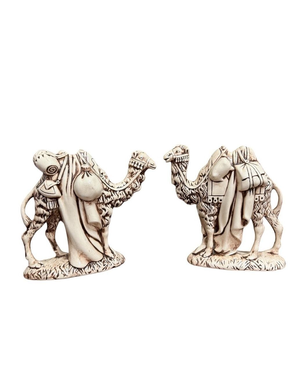 Atlantic Mold Ceramic Camel Figurines Vintage Beige Brown Pair Home Decor